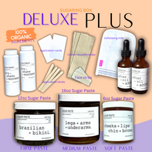 Load image into Gallery viewer, Deluxe Plus DIY Sugaring Box | Free Shipping | Home Sugaring/Waxing Kit | At Home Sugaring = 6 Months Hair Free | Organic Sugaring Paste | Skin Care | DIY Sugaring Course
