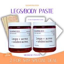 Load image into Gallery viewer, FULL BODY Sugar Wax Kit ~ Includes Applicator Cards | Cotton Reusable Strips | 8oz Medium Sugar Wax | Free Video Tutorials | Free Shipping