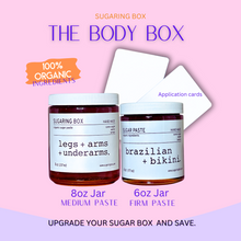 Load image into Gallery viewer, FULL BODY Sugar Wax Kit ~ Includes Applicator Cards | 8oz Medium Sugar Wax | 6oz Firm Sugar Wax | Free Video Tutorials | Free Shipping