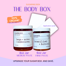 Load image into Gallery viewer, The Body Box | Legs + Bikini + Arms | At Home Sugaring Waxing | Organic Sugaring Paste | FREE DIY Sugaring Course
