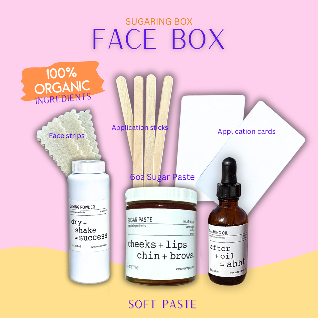 Lips, Chin & Brow DIY Sugaring Box | Free Shipping | 6 Months Hair Free |100% Organic Ingredients | Organic Sugar Wax (Paste) Kit | Skin Care | Free DIY Course